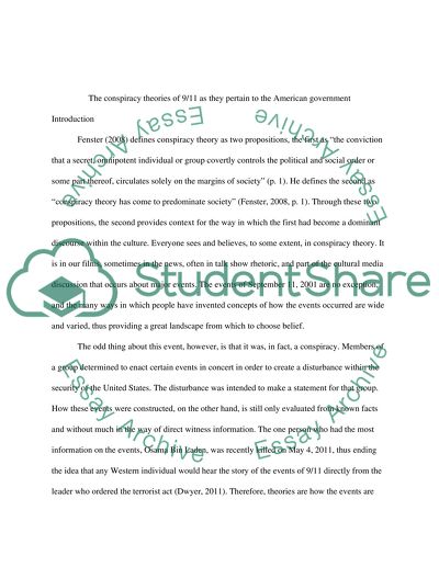 The conspiracy theories of 9/11 as they pertain to the American government