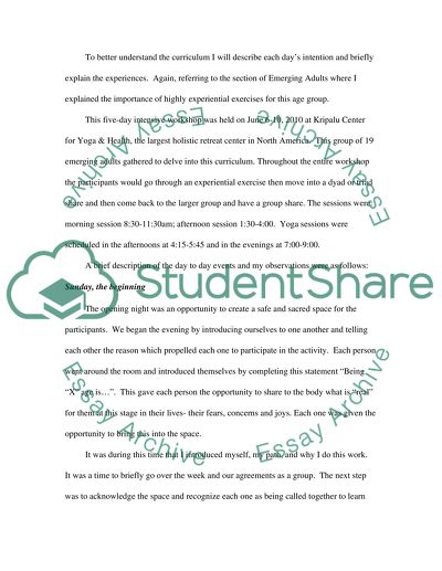 Description of the Workshop Curriculum