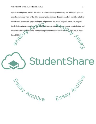 Liability of eBay for Infringing Sales