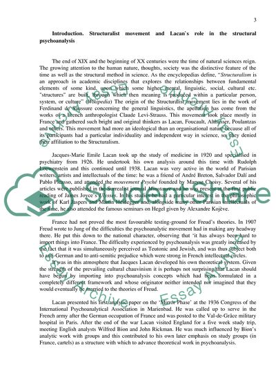 Structuralist Movement And Lacan`S Role In The Structural Psychoanalysis