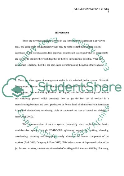 Management Styles in the Criminal Justice System