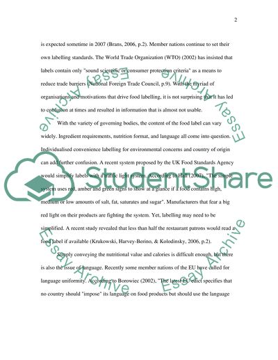 An Investigation of Food Labelling