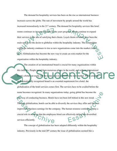 Globalization within the Context of the Hospitality Industry