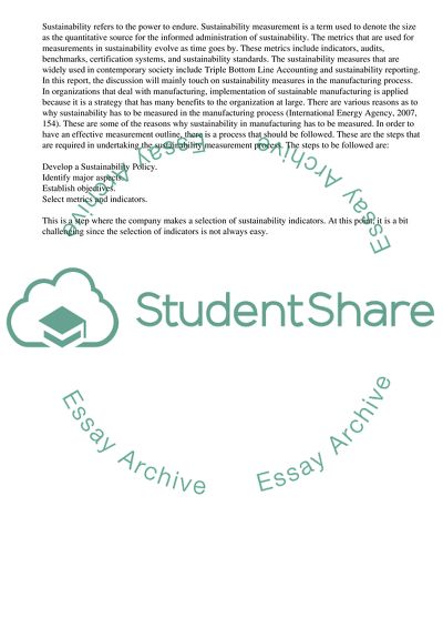 Sustainability in Manufacturing