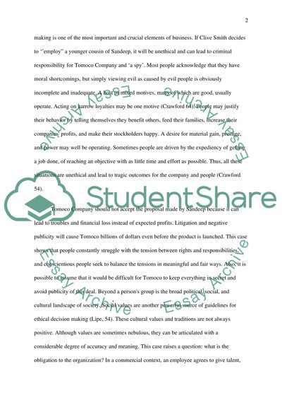 Tomoco Company and Its Marketing Manager Clive Smith