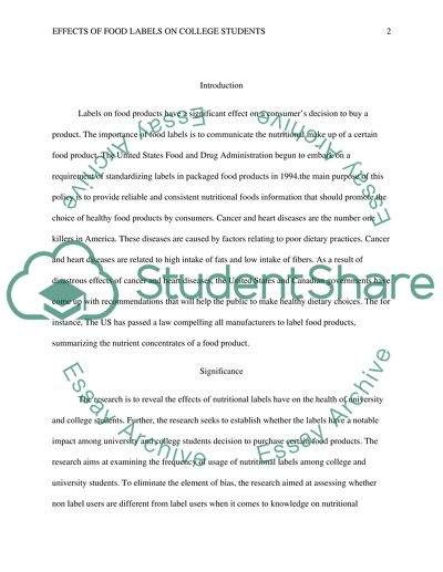 The Effects of Nutritional Labels on University and College Students