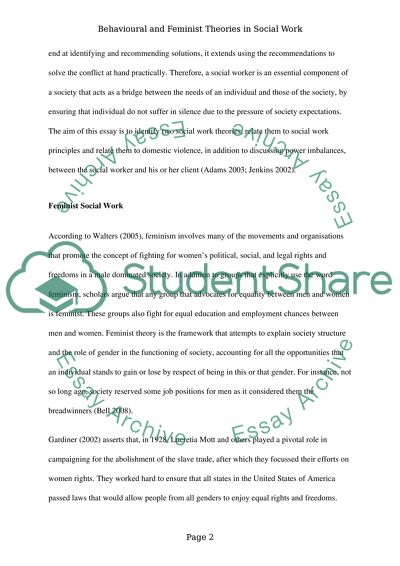 Behavioural and Feminist Theories in Social Work