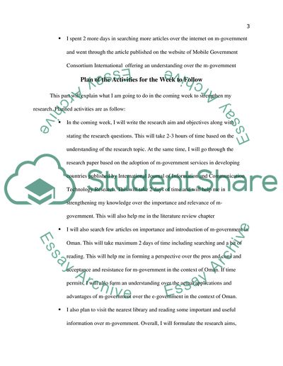 Weekly progress report