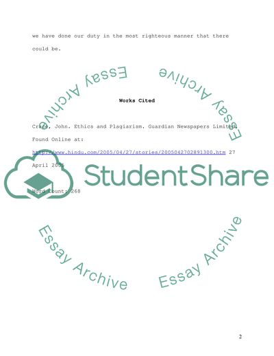 Ethics and Plagiarism