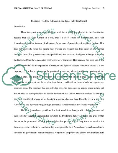 Religious Freedom: A Freedom that is not Fully Established