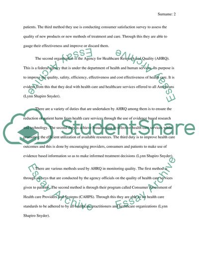 Health Quality Monitoring Organizations