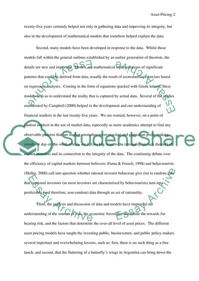 Asset Pricing Issues