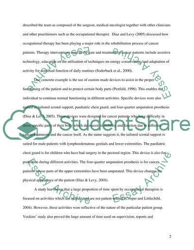 Occupational Therapy in Oncology