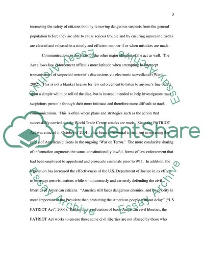 The United States Patriot Act that was Enacted After September 11 of 2001