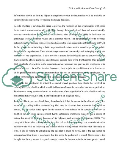 Ethics in business (case study)