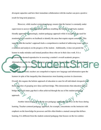 Teacher-Centered or Student-Centered Pedagogy