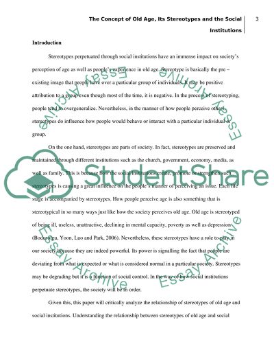 The Concept of Old Age, Its Stereotypes and the Social Institutions