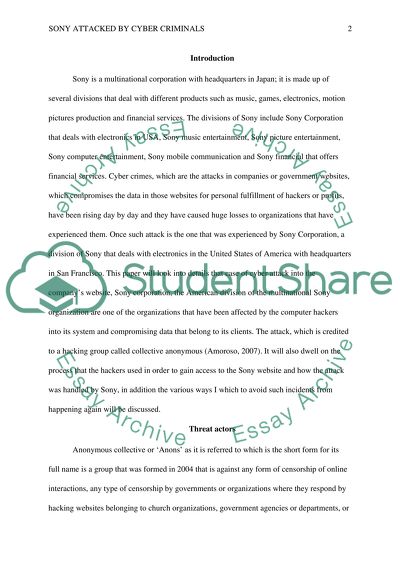 Sony Attacked y Cyber Criminals