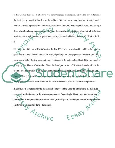 The Meaning of Liberty in the United States During the Late 19th Century