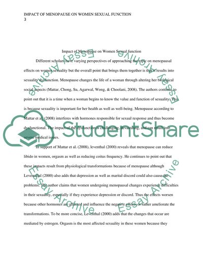 Impact of Menopause on Women Sexual Function