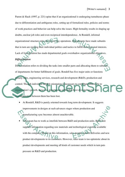 Sources of Conflicts at Rondell