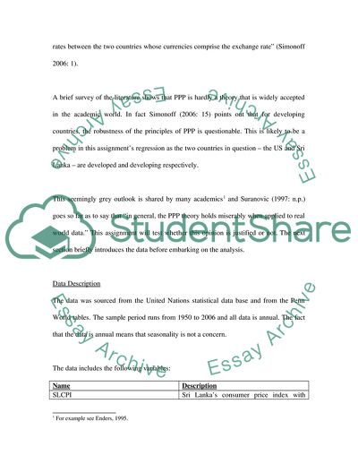 Econometrics and Purchasing Power Parity
