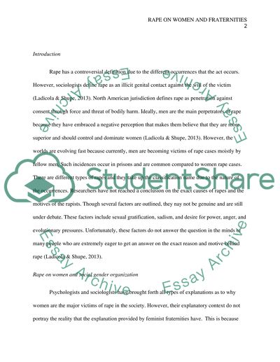 Political views of rape on women and fraternities and rape