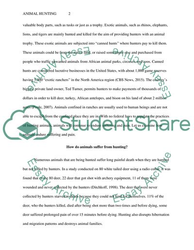 Should Animals Be Hunted (E.G. Commercial Big Game Hunting, State License Hunting)