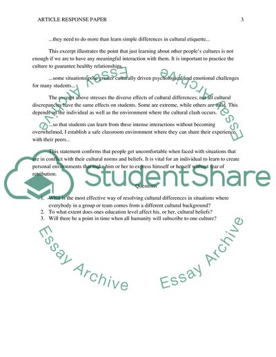 Resolving Cultural Differences