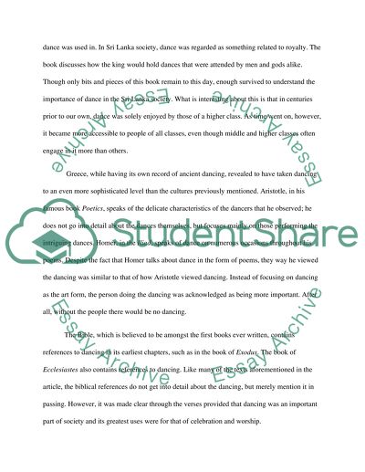 Ancient Dance References