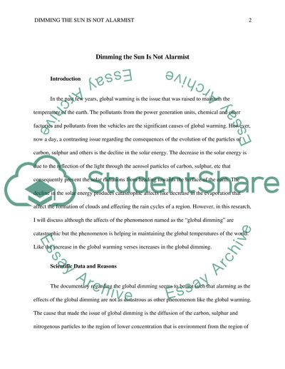 Dimming the sun is not alarmist
