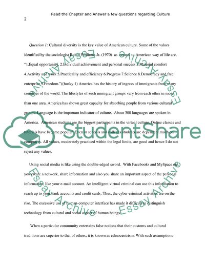 Read the Chapter and Answer a few questions regarding Culture