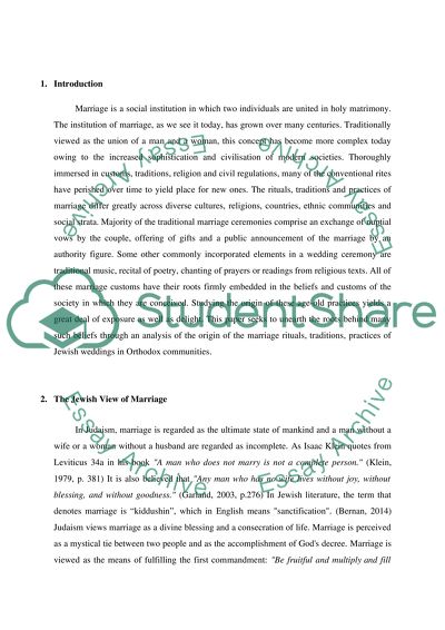 Origin of the Marriage Rituals, Traditions, and Practices of Jewish Weddings