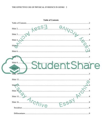 The Effective Use of Physical Evidence in a Service Environment of Genki