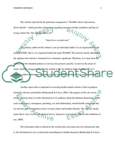 Website Critique: WebMD