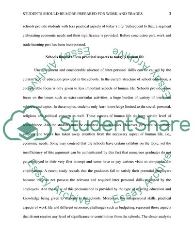 Students Should Be More Prepared for Work and Trades