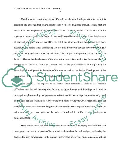 Overview and Discussion of the Current Trends in Web Development