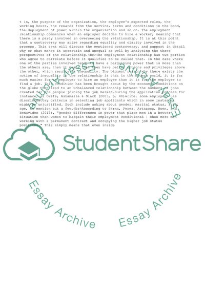 Unequal and Indeterminate Employment Relationship