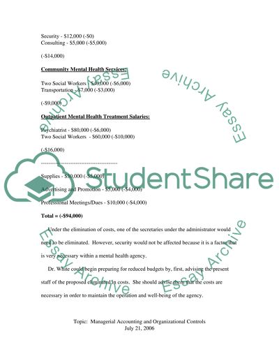 Managerial Accounting and Organizational Controls