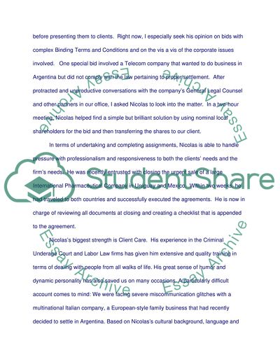 Recommendation letter for admission