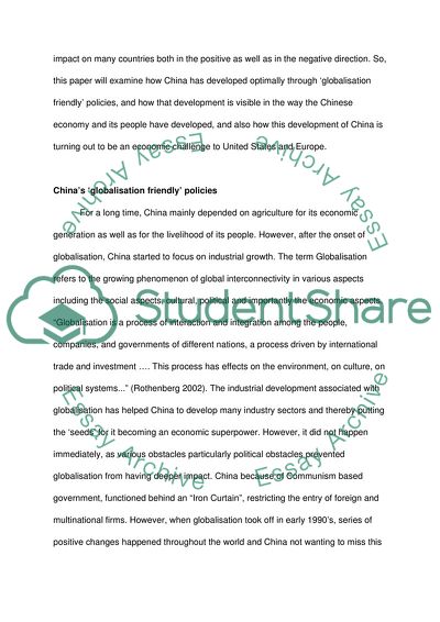 Globalisation Friendly Policies of China