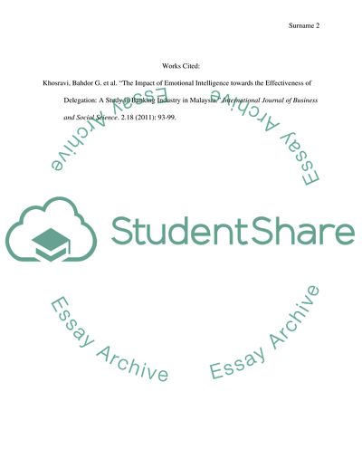 Emotional Intelligence in the Banking Industry of Malaysia