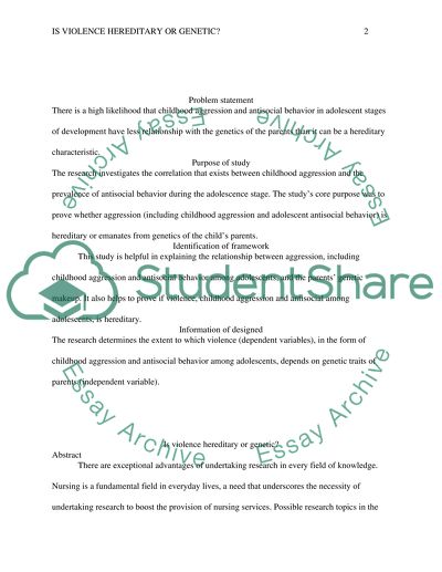 Is Violence Hereditary or Genetic