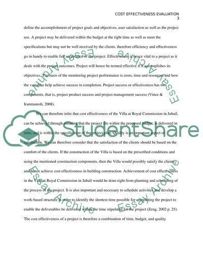 Cost Effectiveness Evaluation of Villa at Royal Commission in Jubail