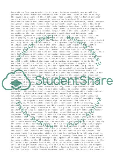 Acquisition Strategy