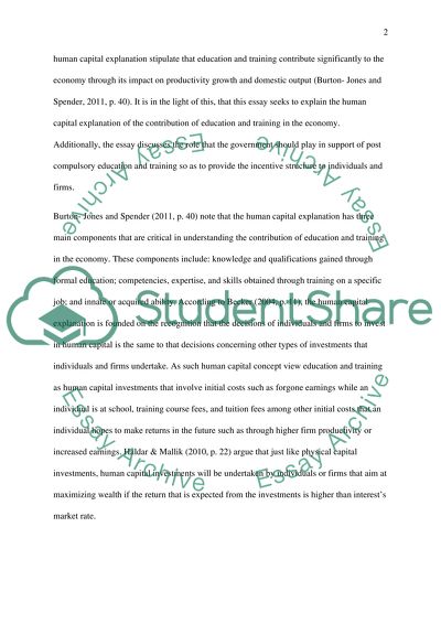 Contribution of Education and Training to Economy