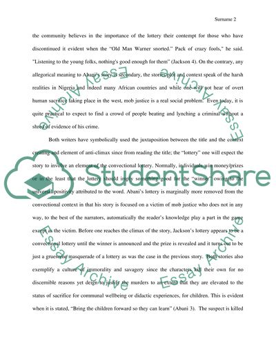 Comparison and Contrast of Lives The Lottery by Chris Abani and The lottery by Shirley Jackson