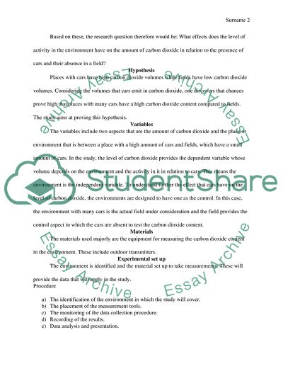 The Amount of CO2 in the Places with a High Number of Cars and in the Fields