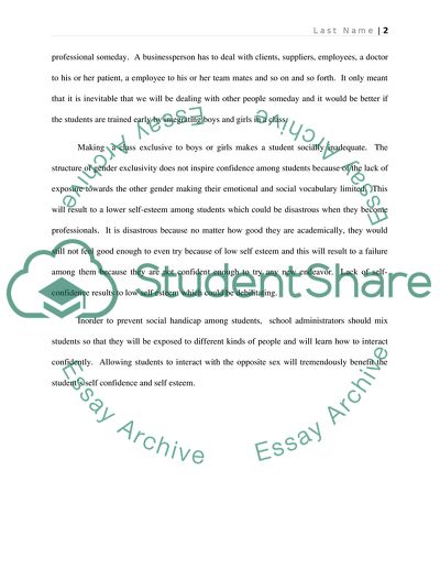 The Necessity of Coed Classes