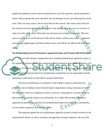 Relationship Between Performance Appraisal Systems And Nursing Staff Performance